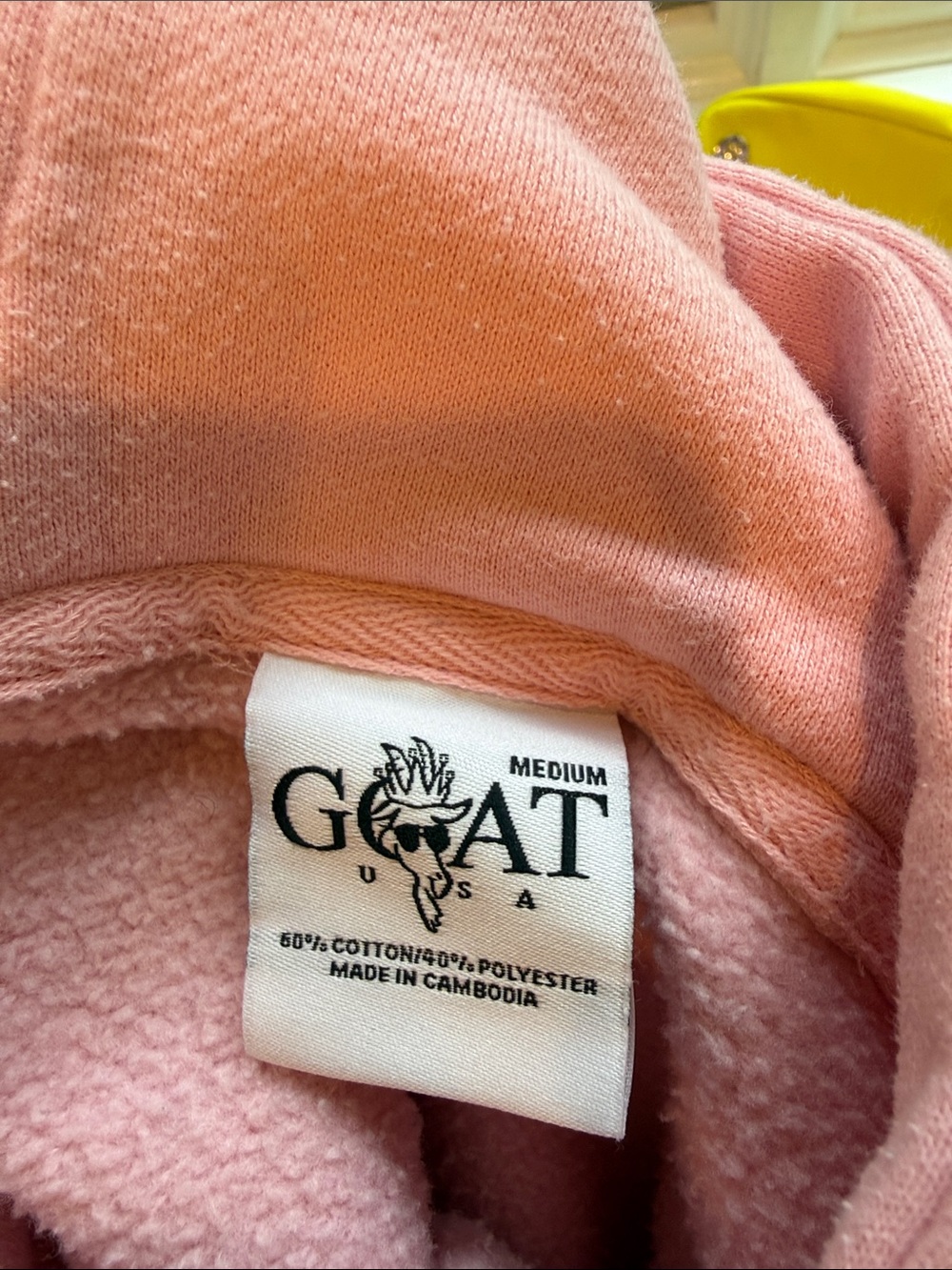 Pastel Pink Women's Pullover Hoodie with Embroidered Goat Detail - Picture 2 of 2
